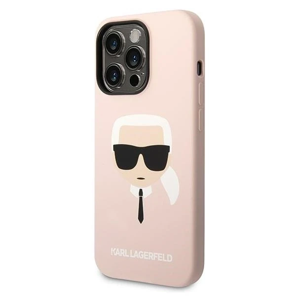 Etui Karl Lagerfeld KLHMP14XSLKHLP pre iPhone 14 Pro Max 6,7" pevné puzdro Silikónové puzdro Karl`s Head Magsafe jasné/svetlo pin